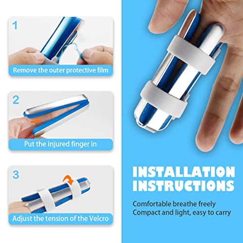 FERCAISH 4-Sided Finger Splints, Metal Finger Support Brace Recovery Injury Pain Bending Deformation Fixing Finger Correction Splint (Large) Large