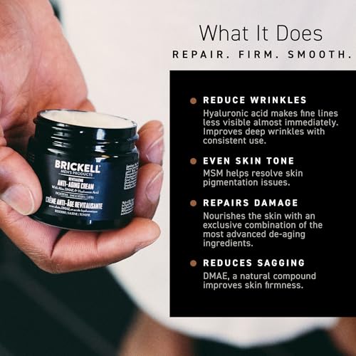 Brickell Men's Revitalizing Anti-Aging Cream For Men, Anti Wrinkle Night Face Cream To Reduce Fine Lines and Wrinkles, With Vitamin E, Jojoba Oil, and Hyaluronic Acid, 2 Ounce, Scented