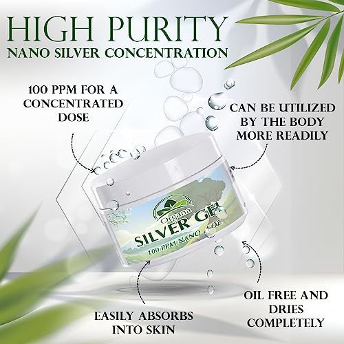 Organa Nano Silver Gel - Advanced Colloidal Silver Skin Cream - Wound Care & First Aid Gel Soothing Topical Ointment for Burns, Razor Burn and Sunburn Irritations - Unscented 4 Oz Jar Unflavored 4 Ounce