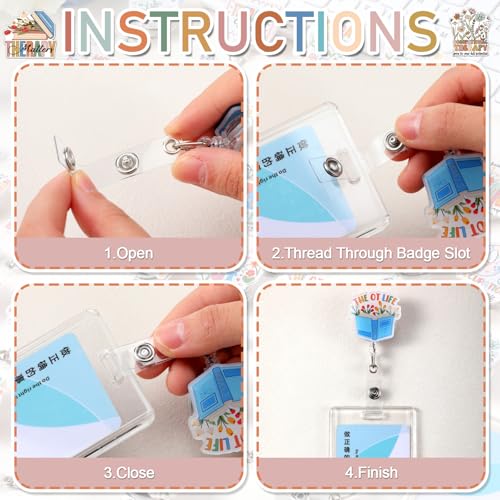 36 Pcs Occupational Therapy Gifts Bulk OT Retractable Badge Reel Acrylic Floral Name ID Clips Occupational Therapist Badge Holder for OT Month Graduate Students Women Hospital Clinic 1