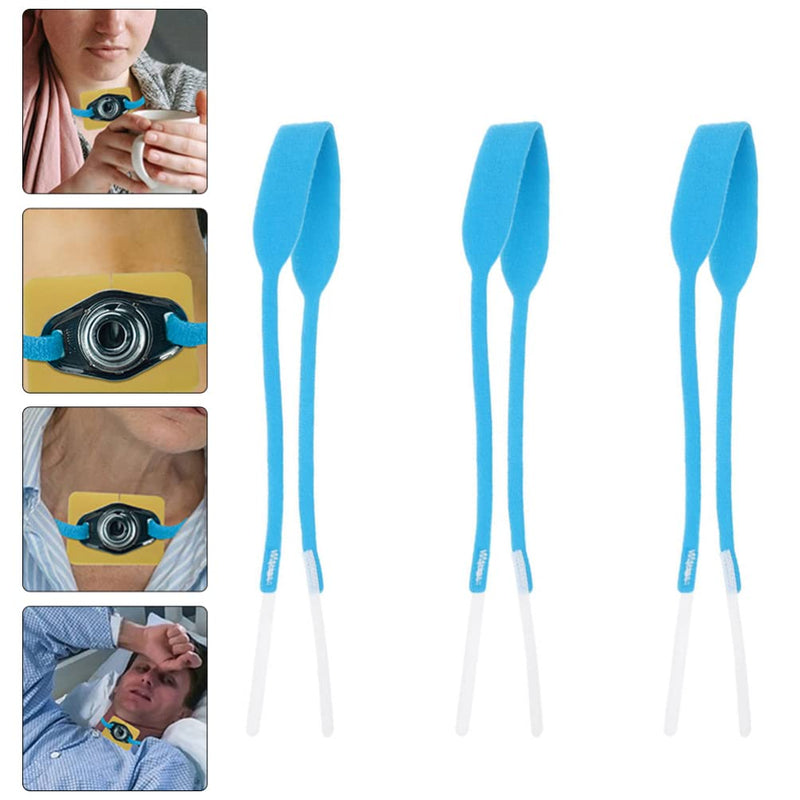 Ciieeo Sponges Cord Tie 3pcs Adjustable Tracheostomy Tube Holder Soft Reusable Trach Ties Neck Trachea Fixing Bands Breathable Tracheal Bands (Sky- Blue) Tracheostomy Collar Adult Sponge - BeesActive Australia