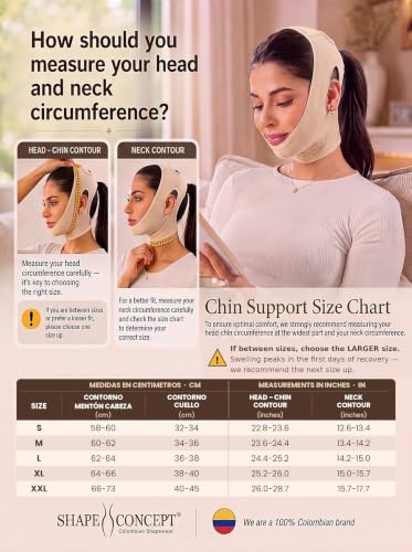 Shape Concept 301 Chin Strap Support Band Neck Face High Compression Medium (Pack of 1) Black