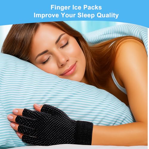 Finger Arthritis Compression Hand Ice Pack Gloves for Pain Relief Adjustable Wrist Ice Pack for Hot & Cold Therapies, Reusable Ice Glove, Gel Cooling Gloves for Tendinitis, Carpal Tunnel