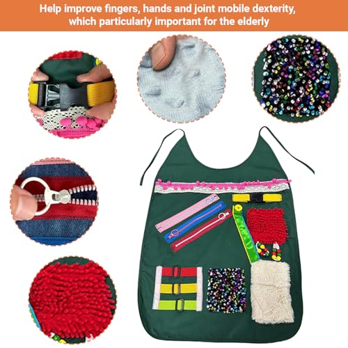 Elderly Sensory Apron, Fidget Blanket for Dementia Alzheimer, Calming Anxiety Relief Aids for Comfort & Stimulation