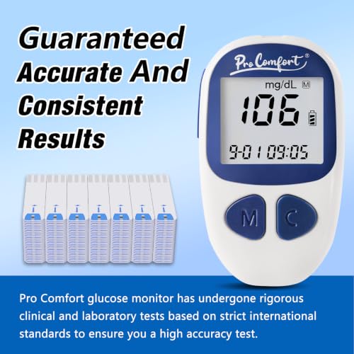 Glucose Monitor Kit Blood Sugar Testing Kit with 100 Test Strips Lancing Device 100 Lancets for Home Use