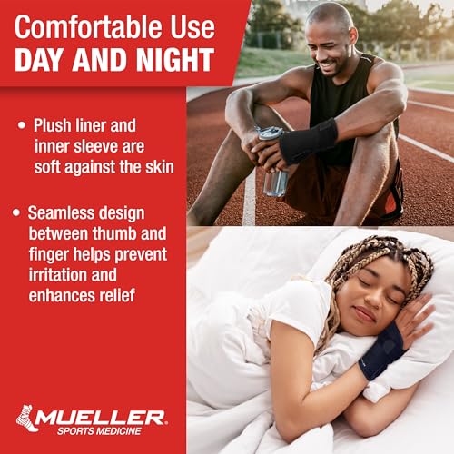 MUELLER Sports Medicine Reversible Green Wrist Brace for Men and Women, Wrist Pain Relief Support, Ideal for Carpal Tunnel, Tendonitis, Arthritis, Fits Left or Right Hand, Black, One Size