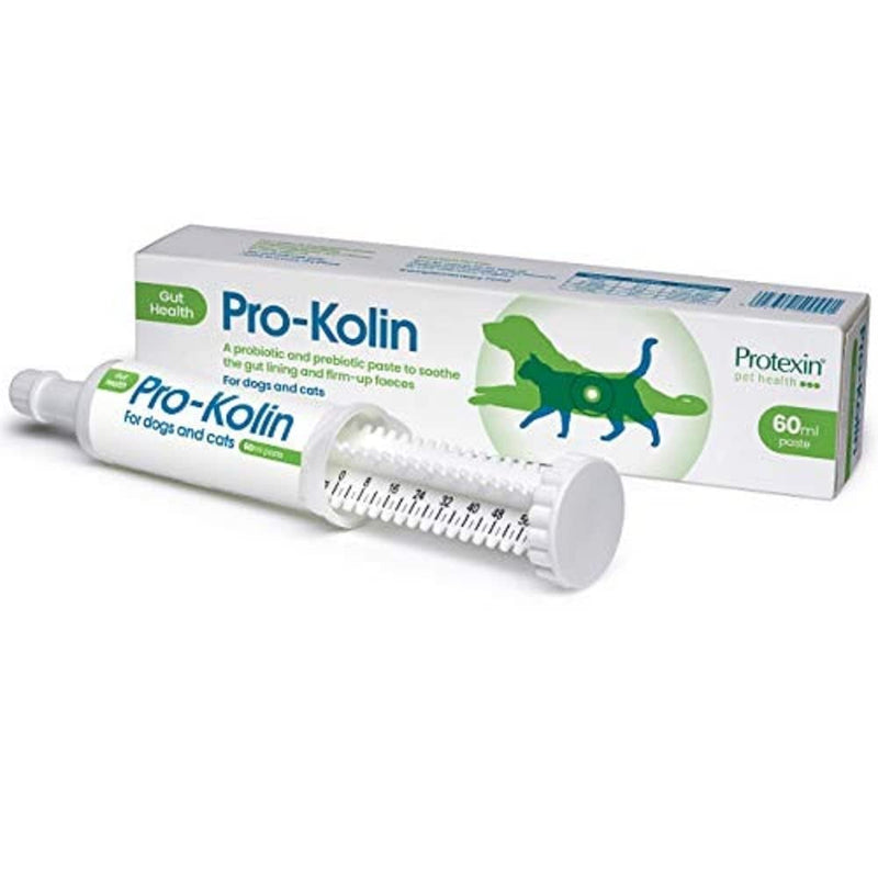 Pro-Kolin for Dogs and Cats Probiotic Paste and Syringe, 60ml & Protexin Veterinary Pro-Fibre for Dogs and Cats, 500g 60 ml (Single Pack) Single + Protexin Veterinary Pro-Fibre