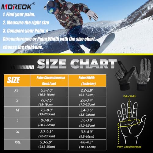 MOREOK Winter Gloves for Men/Women -10°F 3M Thinsulate Warm Touch Screen Snow Ski Bicycle Bike Gloves for Driving/Cycling/Running/Hiking deep gray Medium