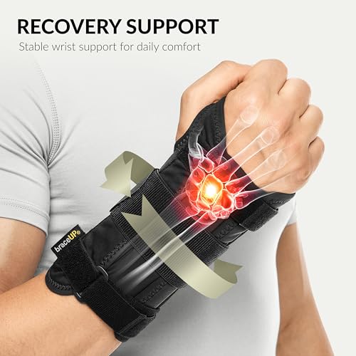 BraceUP Carpal Tunnel Wrist Brace - Metal Wrist Splint for Hand and Wrist Support, Tendonitis Arthritis Pain Relief L/XL Right Hand