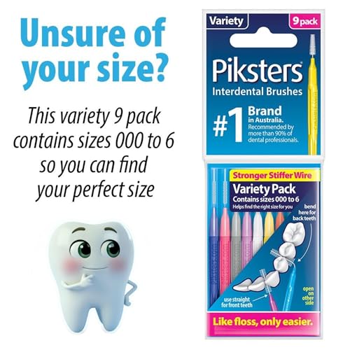 Piksters Interdental Brush Tight Gaps 100 Pack Purple Size 1 Size 1 (Purple)