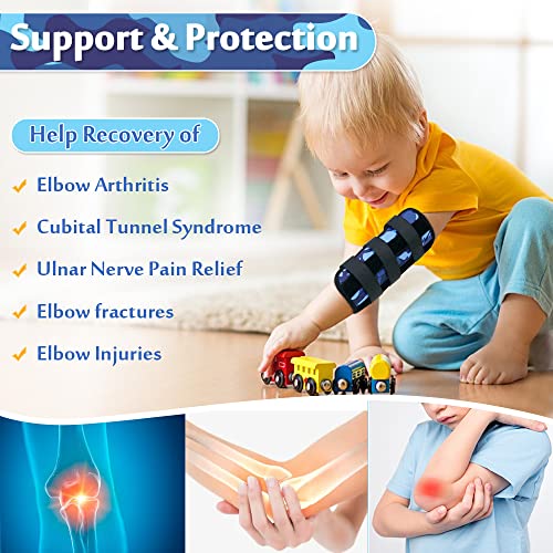 Pediatric Elbow Immobilizer Night Splint, Elbow Brace Cubital Tunnel Ulnar Nerve Entrapment, Arm Support Splint for Pain Relief, Child Restraint Stabilizer Brace (Small) Small