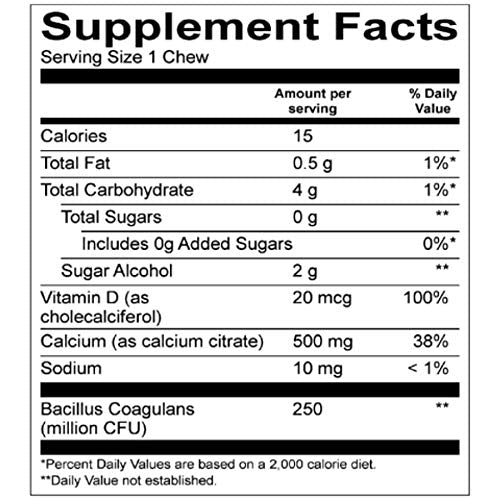 BariatricPal Sugar-Free Calcium Citrate Soft Chews | 500mg with Vitamin D & Probiotics | Strawberry Twist | 90 Count (1 Month Supply) - BeesActive Australia