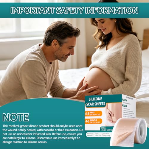 Silicone Scar Sheets, Silicone Scar Tape for Surgical, Hypertrophic, Keloid, C-Section, Burn, Old & New Scars, Reusable Scars Removal Sheets