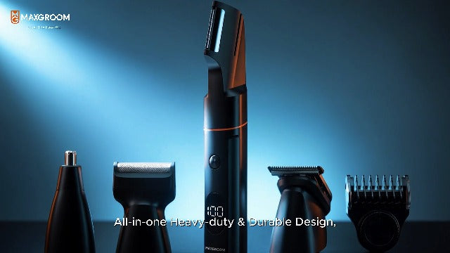 MAXGROOM Manscape Body Hair Trimmer for Men, Waterproof Pubic, Groin & Ball Shaver, No-Nick Mens Electric Grooming Kit with LED Display, USB Rechargeable, Adjustable Guide Comb Black