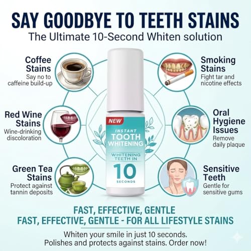 Tooth Paint, Non-Clumping Temporary Teeth Whitening Paint, Natural Brightening Shade Polish for Sensitive Teeth, Smile Touch-Up for Photos, Social Events