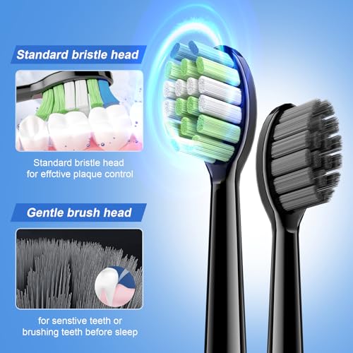 JTF Sonic Electric Toothbrush - with Travel Case and 6 Brush Heads, Fast Charging toothbrushes for 60 Days Long Lasting, 5 Modes Power Toothbrush for Women