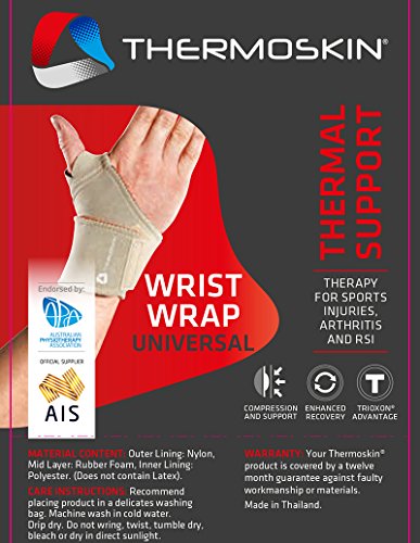Thermoskin Thermal Universal Wrist Wrap, Black, X-Small, 5 Ounce