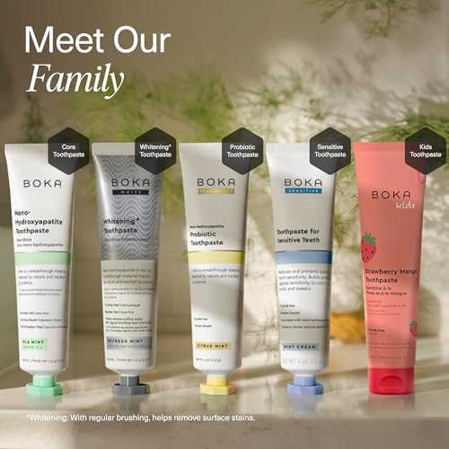 Boka Toothpaste - Fluoride Free Toothpaste, Nano Hydroxyapatite Toothpaste Value Pack (12 Ounce) E. Ela Mint, Coco Ginger, Lemon Lavender