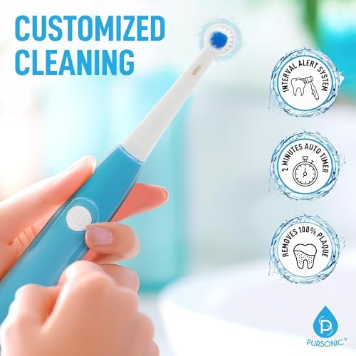 Pursonic Rotating Electric Toothbrush for Adults with 3 Brush Heads - Toothbrush Electric with 3 Cleaning Modes - USB Rechargeable Toothbrush with 2 Minute Smart Timer (White) White