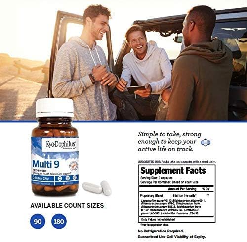 Kyolic Kyo-Dophilus Multi 9 Probiotic, 90 Capsules | Gluten-Free 6 Billion CFU Multi-Strain Blend of Nine Probiotic Strains for Healthy Gut Flora and Microbiome Support 90 Count (Pack of 1)