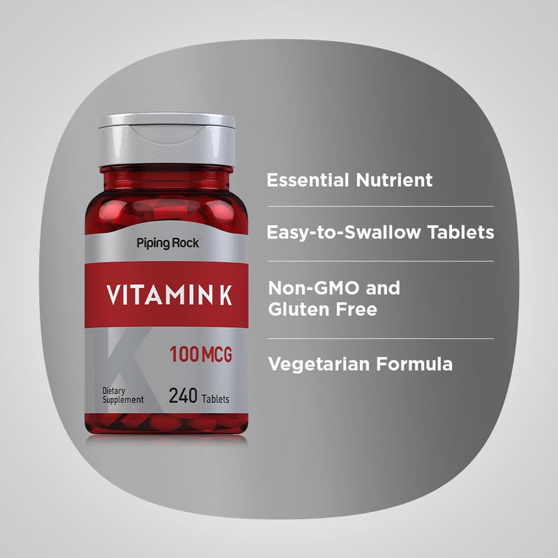 Piping Rock Vitamin K Supplement | 100 mcg | 240 Tablets | Non-GMO, Gluten Free - BeesActive Australia