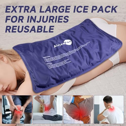 AiricePac Extra Large Gel Flexible Back Ice Packs for Injuries Reusable, 11”x 20” Cold Pack Wrap for Knee Leg Neck Shoulder Hip Back Pain Relief, Cold Compress Therapy for Swelling, Bruises, Surgery XXL 1 PACK 1.0