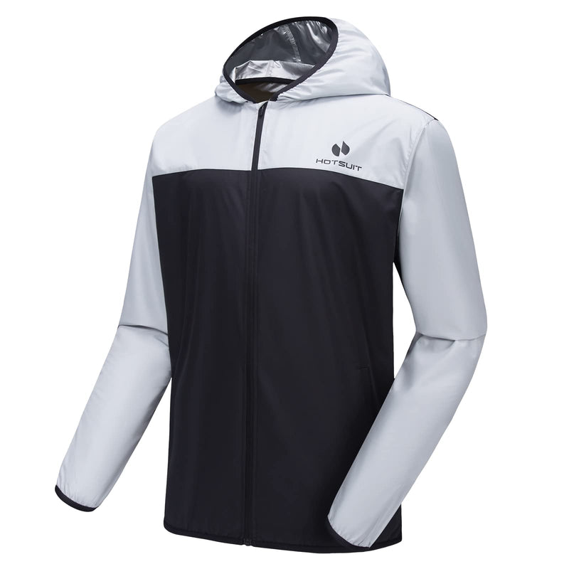 HOTSUIT Sauna Suit for Men Weight Loss Sweat Suits Gym Workout Exercise Sauna Jacket Pant Full Body Only White Jacket Large