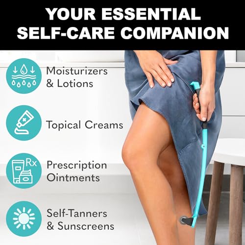 bearback Lotion Applicator for Back & Body Long-Reach Roller for Even Lotion, Sunscreen, Self-Tanner & Medication Application Foldable, Reusable, No-Help Design American Small Business (Teal) Teal