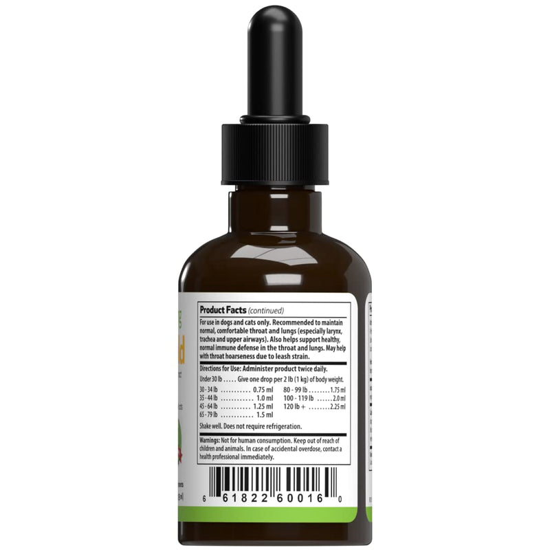 Pet Wellbeing Throat Gold for Dogs - Vet-Formulated - Soothes Throat Discomfort, Hoarseness, Leash Strain, Occasional Cough in Dogs - Natural Herbal Supplement 2 oz (59 ml) 2oz - BeesActive Australia