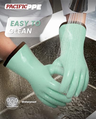PACIFIC PPE Waterproof Silicone Oven Gloves, Heat Resistant, Food Grade X-Large