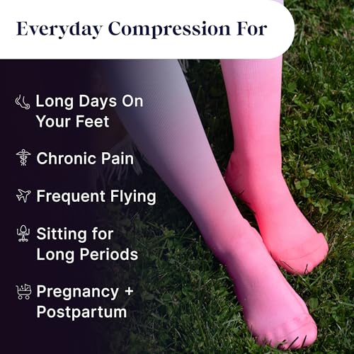 Comrad Breathable Knee High Compression Socks with Targeted Arch Support Wide Calf Medium Heather Grey