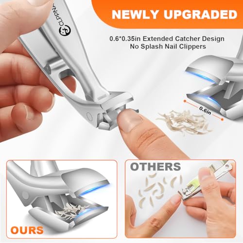 Toenail Clippers for Seniors, 2026 Upgrade Angled Head Nail Clippers for Men with Catcher, CLPPNA Ergonomic Toenails Clipper for Thick Toenails Long Handle, Sharp Wide Jaw Fingernail Clippers Adult 3PCS(2025 Angled Sliver ）