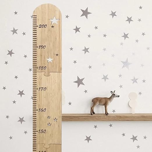 Luottus Wooden Height Meter, Star, Height Scale for Children and Adults, Seal, Children's Growth Record, Wall Ruler, Entrance, Kindergarten, Nursery, Scandinavian Interior, Stylish, Assembly, Measuring Range 0-200 cm -  Australia