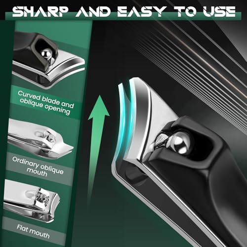 Nail Clippers Set for Men & Women – Professional Toenail Clippers for Thick Ingrown Nails, Toenail Clippers for Seniors, Ultra Sharp Stainless Steel Fingernail Clipper & Nail Cutter, Gift Idea Black(AB)