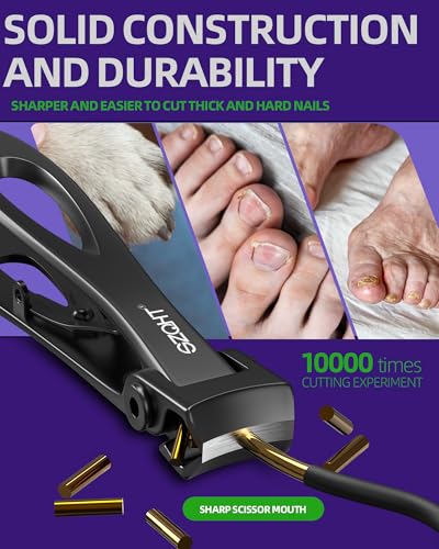 Ultra Wide Jaw Opening Nail Clippers Set, Toenail Clippers for Thick Nails, Heavy Duty Nail Cutter, Stainless Steel Toe Nail Clippers for Seniors, Men & Women Manicure,Pedicure,Big(Black) Black