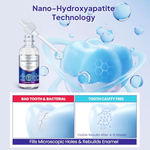 Cavity Healing Tooth Armor Liquid: Clinically Strengthen Enamel with Remineralization Drops at-Home Tooth Enamel Repair Stronger Teeth Hydroxyapatite (180ml, Mint) 0.67 Fl Oz (Pack of 3)