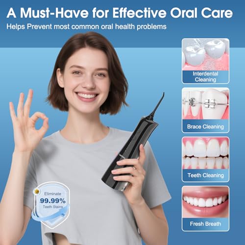Leominor Water Dental Flosser Teeth Pick - Rechargeable Travel Irrigation Cleaner IPX7 for Home Travel(2 Packs)