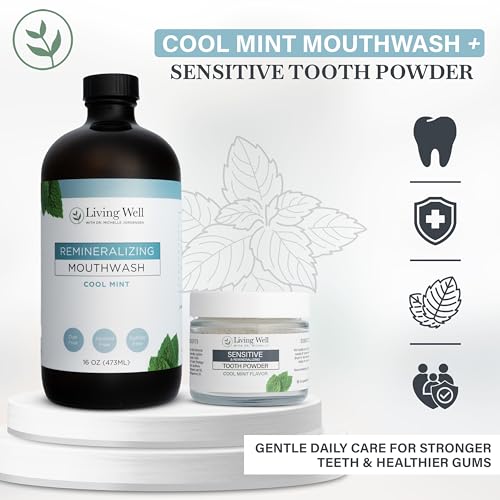Sensitive Teeth Bundle,Tooth Powder + Cool Mint Mouthwash