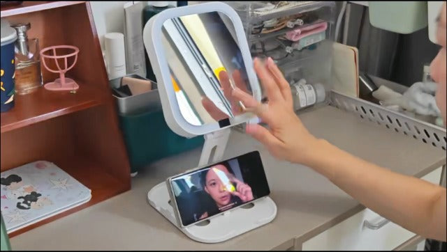 Travel Makeup Mirror with Lights,1X/10X Foldable Magnifying Mirror