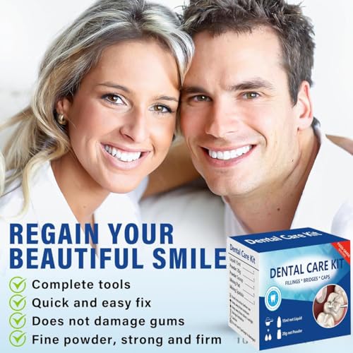 Tooth Repair Kit, Temporary Teeth Replacement Kit, Zinc Oxide Eugenol Cement Dental Kit for Broken Chipped Teeth, Missing Teeth, Crown Fillings & Bridges, Improving Smile 4 Pcs