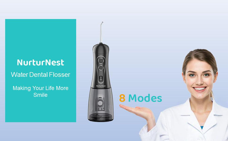 Water Flosser for Teeth, Cordless Oral Irrigator, Professional Rechargeable Dental Water flosser, IPX7 Waterproof, 8 Modes, Large Water Tank, 400ML(13.5oz) for Home & Travel, Black
