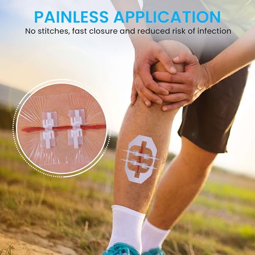 Wound Closure Strips, Zip Stitch Laceration Closure Kit, 12 PCS 2-Straps