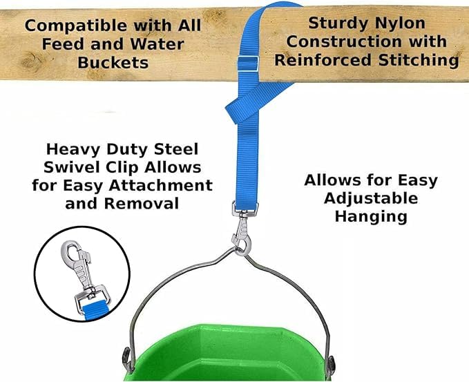 Horse Bucket Strap Hangers,Horse Suppliers Adjustable Nylon Straps up to 700 lbs for Hay Nets, Water Buckets,Hanging-Pratical and Easy Use(4 Pack), 1"x22" - BeesActive Australia
