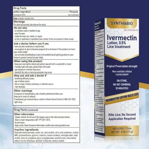 Ivermectin Lotion 0.5% Lice Treatment Lotion, 10-Minute Use, Adults & Kids