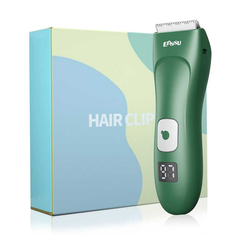Baby Hair Clippers for Beginners - 13 Pieces Professional Baby Hair Cutting Kit, Silent Hair Clippers Autism with IPX7 Waterproof, Safe Ceramic Blades and LCD Display for Babies & Children & Adults Emerald - BeesActive Australia