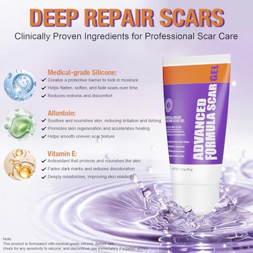 Advanced Scar Gel – Silicone Scar Gel for Keloid Bump Removal, Post-Surgery Scars, Acne Scars, Burn Marks & Stretch Marks – Scar Treatment for Old & New Scars – 1.2oz / 35g 1.2 Ounce (35g)