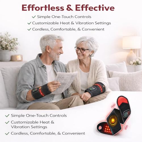 2026 Upgraded 3000mAh Rechargeable Heated Brace with Vibration & Adjustable Heat, Wrist Pain Relief for Home or WorkCordless Wrist Massager for Carpal Tunnel
