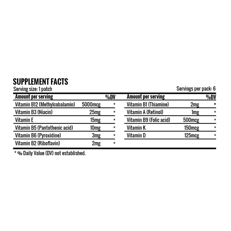 B12 Multi Topical Patches - Latex, Lactose, Gluten, and Sugar-Free - 6 Weeks Supply
