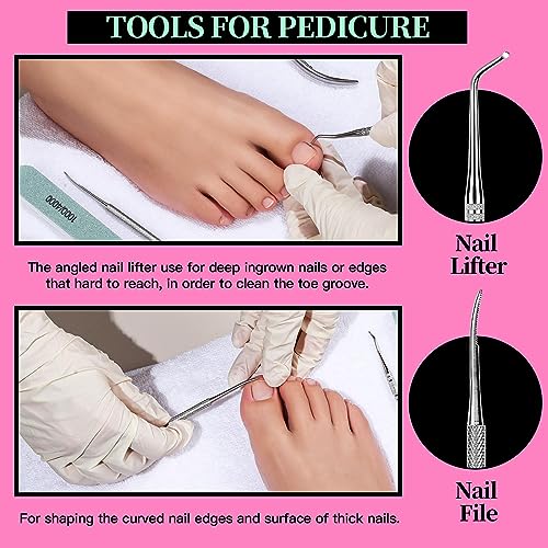 FANDAMEI Nail Care Kit, Nail Files 100/180, Nail Buffer Block, Cuticle Nippers, Cuticle Trimmer, Cuticle Pusher, Nail Tools, Nail Kit, Pedicure & Manicure Tools, Nail Prep Kit, Manicure Kit for Women C-pink