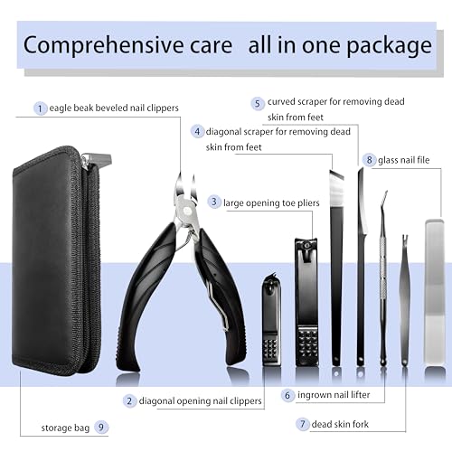 Fingernail & Toenail Clippers Set,Wide-Opening Large Toenail Clippers,Splash-Proof Fingernail Clippers for Men (Classic, Extra Large) Classic